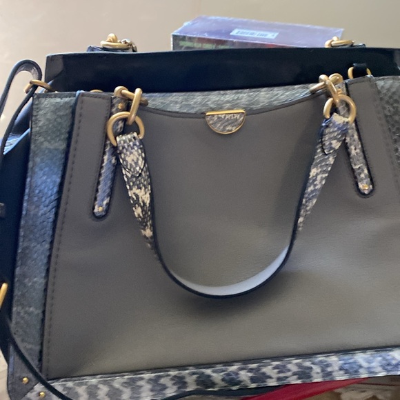 Coach bag almost new in grey/blue color with gold accents in hardware - Picture 1 of 13